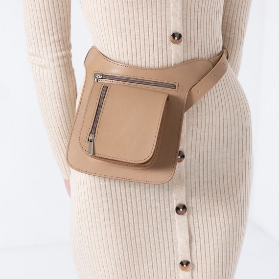 Smart leather bumbag - Nude
